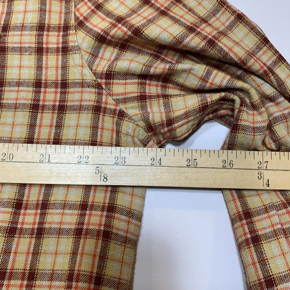 Levi Strauss Flannel Shirt Mens Large Plaid Western Pearl Snap Distressed Cotton